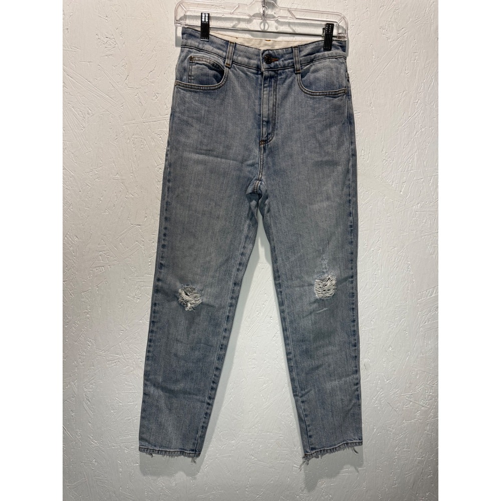 Stella McCartney Distressed‎ Straight Leg Jeans Light Wash Blue Size 26 Italy